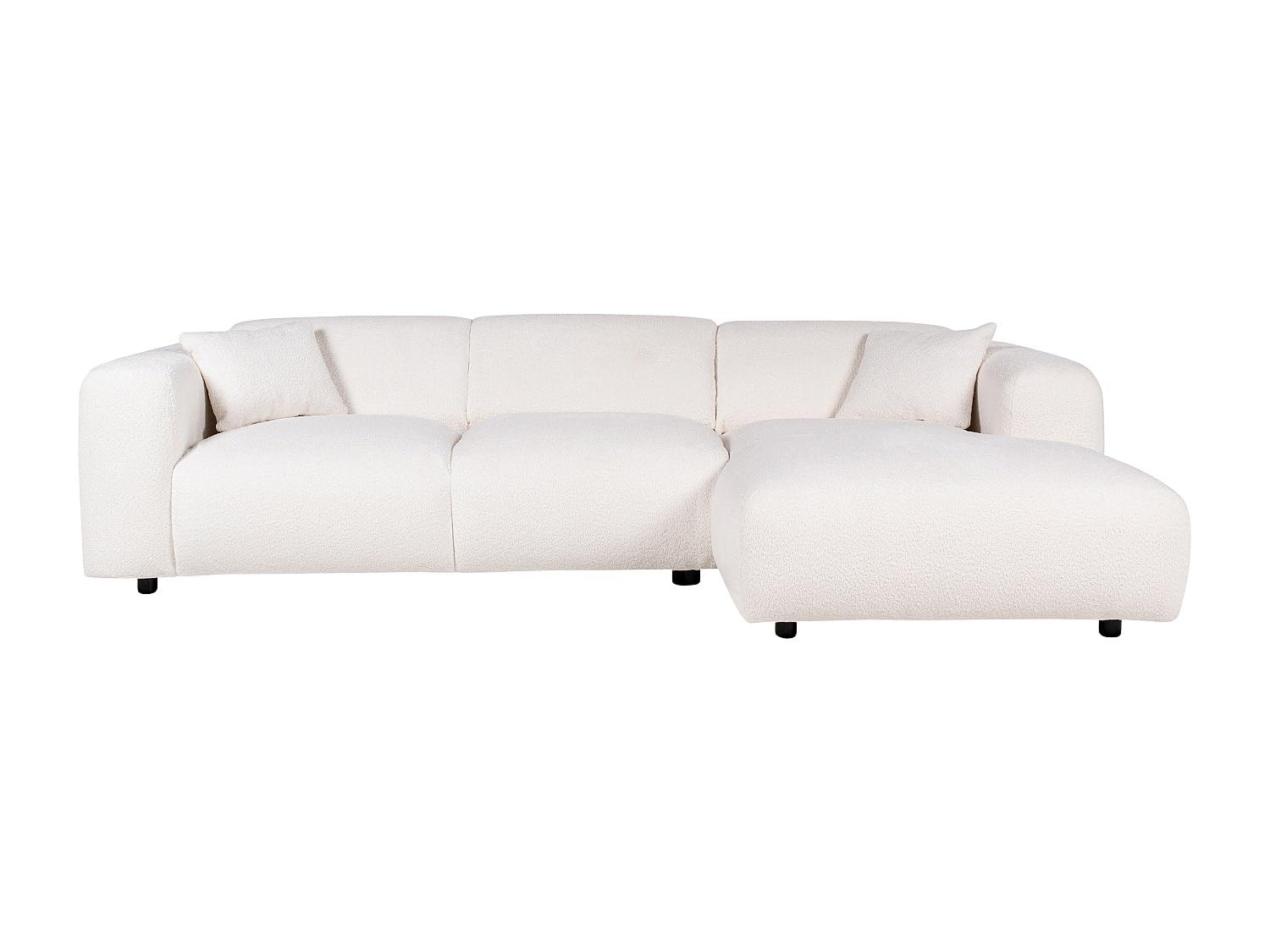 Vente-unique - Ecksofa - Ecke rechts - Bouclé-Stoff - Weiß - POGNI