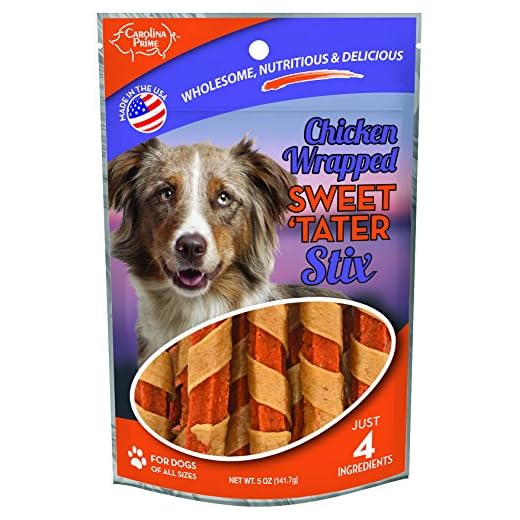 Carolina Prime Pet 45306 Chicken Wrapped Sweet Tater Stix Treat For Dogs ( 1 Pouch), One Size