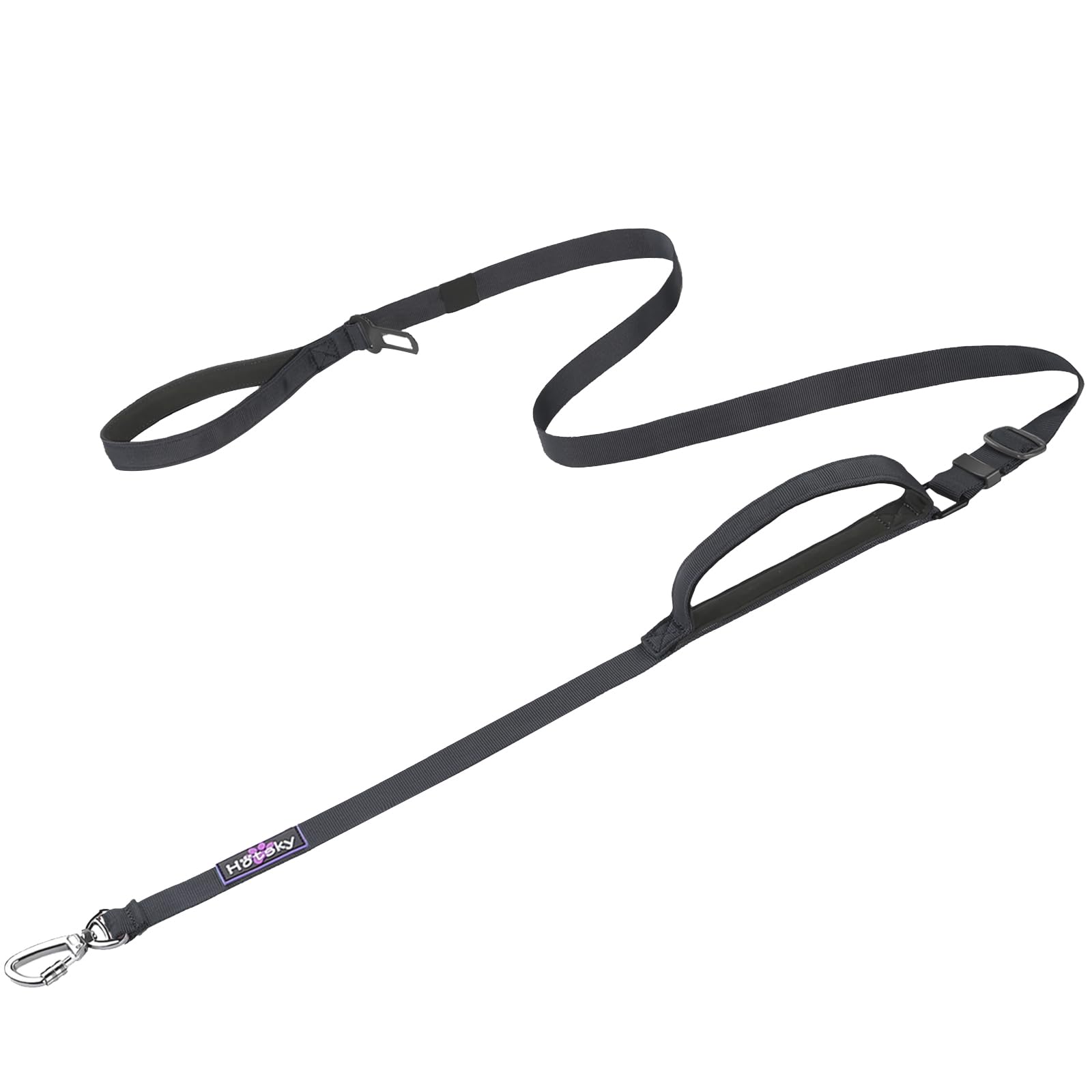 Hotsky Heavy Duty Dog Leash,4.5-6 FT Adjustable Durable Nylon Seatbelt Lead with Two Padded Traffic Handle and Carabiner for Large Medium and Small