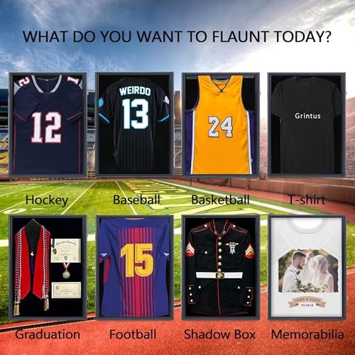Image of Jersey Frame Display Case 4 Pack - Jersey Display Case Jersey Shadow Box with Uv Protection Acrylic and Hanger for Baseball Basketball Football Soccer Hockey Sport Shirt and Uniform,Black Finish