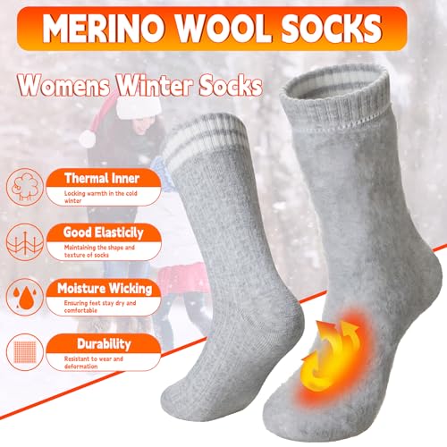 Velice Winter Warm Thermal Socks for Women Extra Thick Insulated Heated Crew Boot Socks for Cold Weather 5 Pairs3
