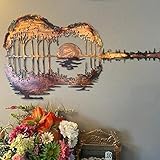 Abstract Guitar Metal Art Decoration Crafts, Metal Wrought Iron Forest Guitar Indoor Outdoor...