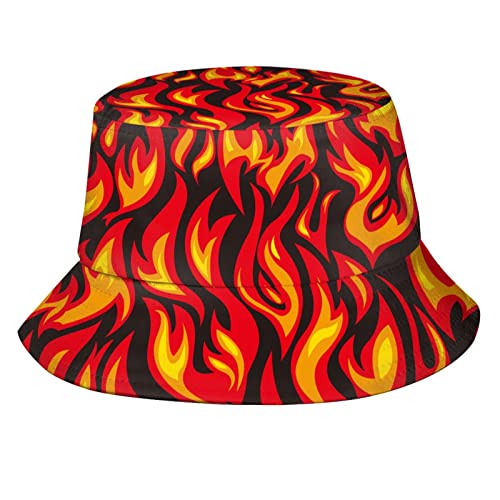 Echoserein HX-HB12-FISHHAT_470713055 Fire Novelty Bucket Hat Fishing Hats Summer Travel Beach Sun Uv Protection Packable Fisherman Cap cover