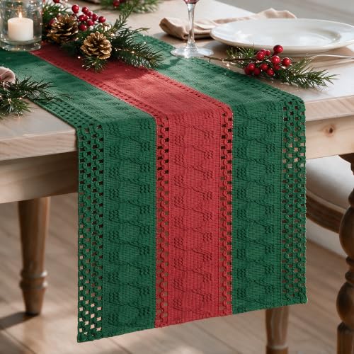 Artoid Mode Green Red Farmhouse Rustic Table Runner 12x72 Inch