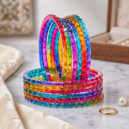 Image of Raindrop Crystal Glass Bangles, Pack of 12