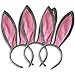 3 otters Plush Bunny Ears, 6PCS Party Decoration Rabbit Headbands for Halloween Cosplay, Gray + Pink, 13.6Inch