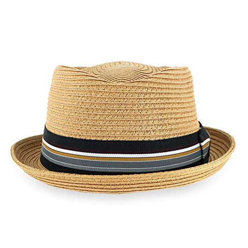 Hats in the Belfry Summer Straw Stripe Jazz Tan, Large
