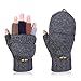 Produktbild Vbiger Winter Handschuhe Fingerlose Fäustlinge Damen Fingerhandschuhe Fingerlos Halb Handschuhe Strick Handschuhe mit Flip Top, Dunkelgrau, Einheitsgröße