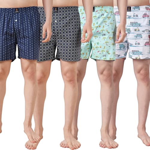 Image of Urban Scottish Ultra-Comfortable Men's Boxer Pants (Pack of 4), 100% Cotton with Stylish Print, Soft & Stretchy Elastic Waist Band, Dynamic Movement & Hardwearing Stitching,Breathable Gentle Snug Fit