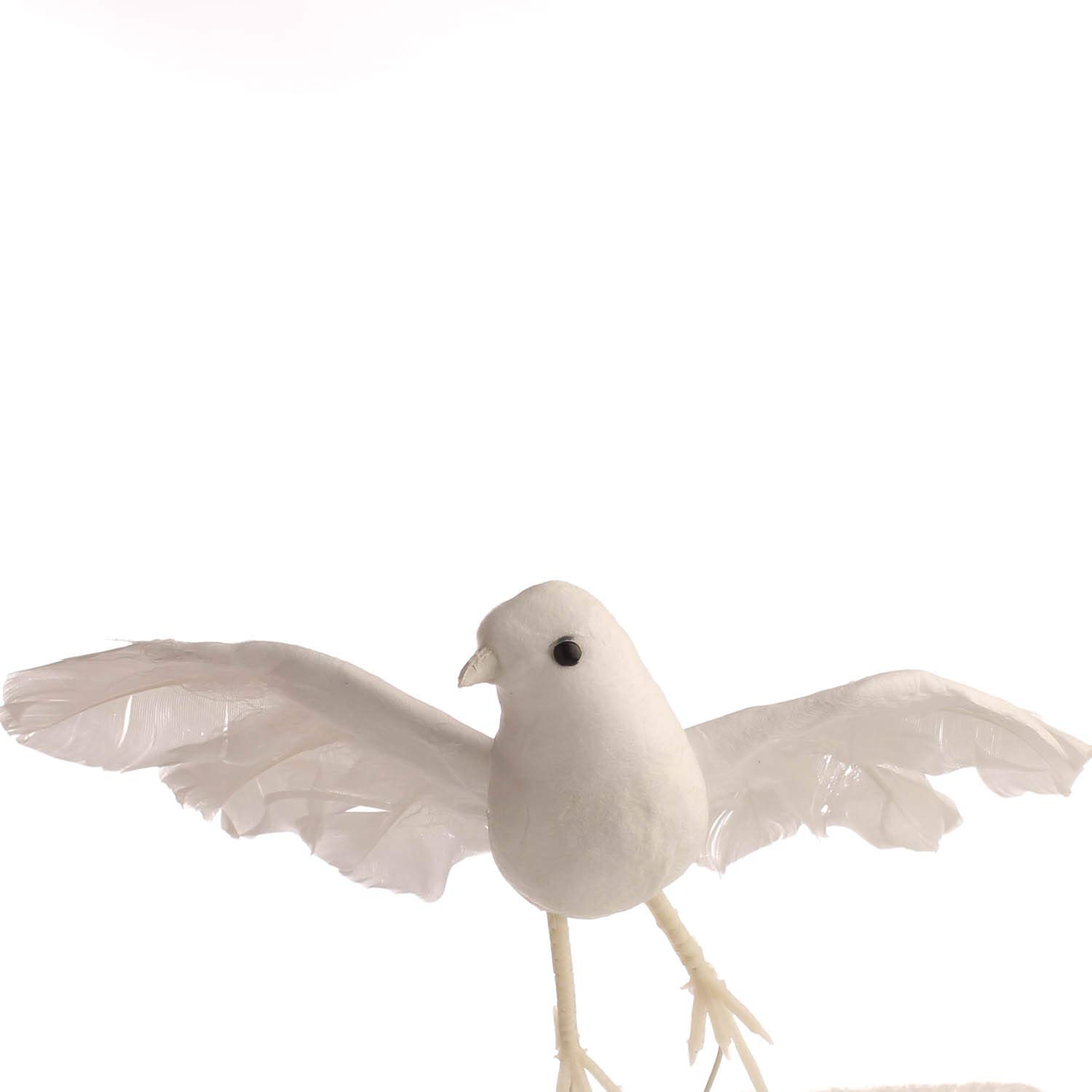 Factory Direct Craft Artificial White Dove with Real Feather Wings and Tail - Pack of 6 Fake Dove Birds (Size - 5