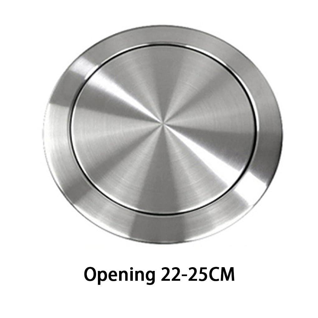 Couvercle de poubelle encastré en acier inoxydable 22-25 cm pour comptoir de cuisine