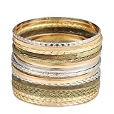【Gold Bangle Set】 Set of 19 bangle bracelets for women. Detachable, can be worn freely combination 【Indian Bangle Bracelets for Women】 Perfect for layering and creating a unique, boho look.Textured designs add extra style to any outfit. 【Gold Bangle ...
