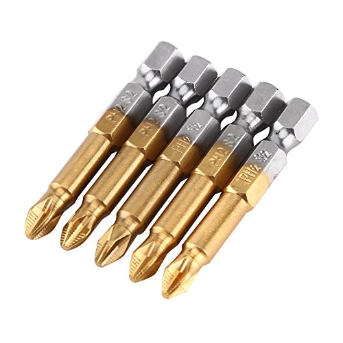5pcs Philips Screwdriver Bits Set PH2 Anti-skid 1/4 Inch Hex Shank Cross Head Screwdriver Bits 50mm