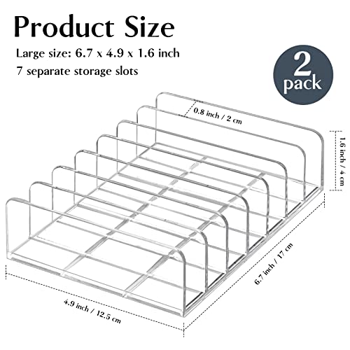 Tuzazo 2 Pack Acrylic Eyeshadow Palette Makeup Organizer - 7-Section Makeup Palette Organizer - Cosmetics Display Storage Holder For Eyeshadow Palettes Blush Contour Kits Sunglasses #TOP1