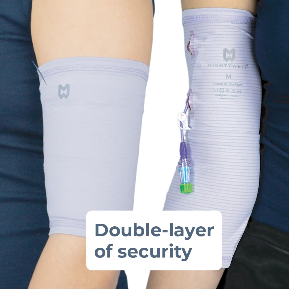 Mighty Well PICCPerfect PICC Line Cover: Cubierta de brazo de línea PICC de doble capa suave al tacto | Lavanda sólida, pequeña
