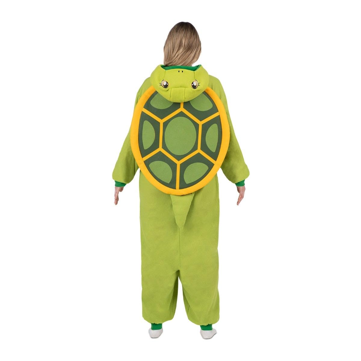 My Other Me - Disfraz Pijama Tortuga Adulto unisex. Incluye kigurumi verde y amarillo con cierre de botones frontales, capucha, bolsillos, caparazón acolchado y cola.