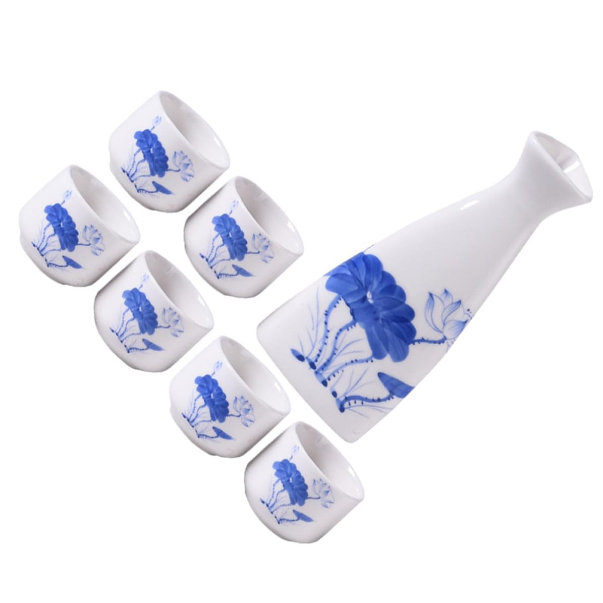 Juego de servicio de vino de cerámica azul ideal para cenas vintage y reuniones familiares 1