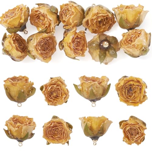 Craftdady 10Pcs Plastic Rose Charms Golden Rose Shaped Floral Charms with Leaves Lovely Flower Charm for Valentines Day Gifts DIY Earrings, Bracelets, Necklaces Jewelry Making by Craftdady - Used condition - Image 9