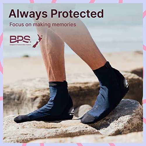 Bps 'Second Skin' Beach Booties - Super Light Weight Premium Antislip Socks For Surfing, Diving, Snorkeling, Beach Ball Sport Sand Proof Booties Durable For Water And Sand - High Cut (Navy Blue, L) #TOP6