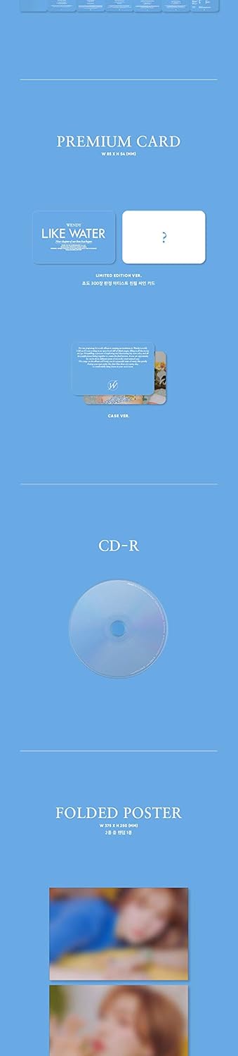 Red Velvet Wendy Like Water 1st Mini album Case Version CD+1p Poster+72p PhotoBook+Lyrics Paper+Premium Card+Message PhotoCard SET+Tracking Kpop Sealed