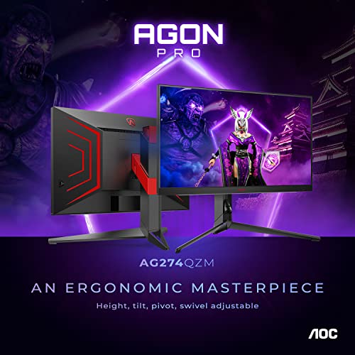 Image of AOC Agon PRO AG274QZM 27 inch Tournament Gaming Monitor, QHD 2560x1440, 240Hz 1ms, G-SYNC Compatible, DisplayHDR 1000, Mini-LED Backlight, Height Adjustable,Black