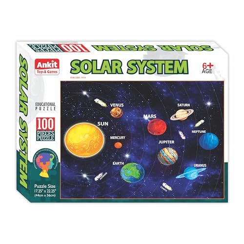 Image of Ankit Toys & Games 100-Piece Jigsaw Puzzles for Kids Ages 6+, Educational and Engaging Geography Puzzle with Vibrant Map Learning (Solar System)