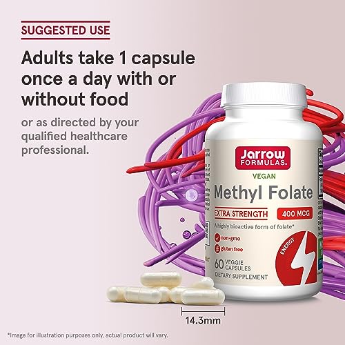 Jarrow Extra Strength Methyl Folate, Folate 400 mcg, 60 Capsules - image 7
