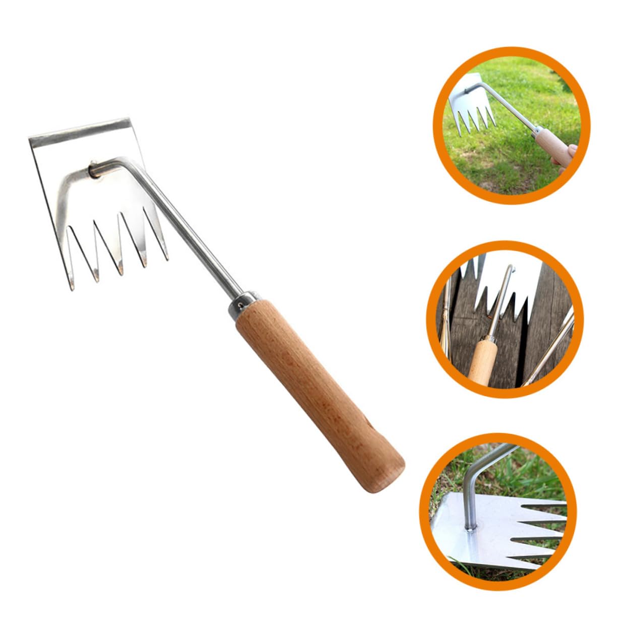BESPORTBLE 4 Stück Gartengeräte Zum Unkrautjäten Unkrautjätgerät Für Den Garten Gras Kleiner Gartenrechen Strauch Manuelle Entferner Gartengerät Langer Griff Rasenkantenschneider Holz