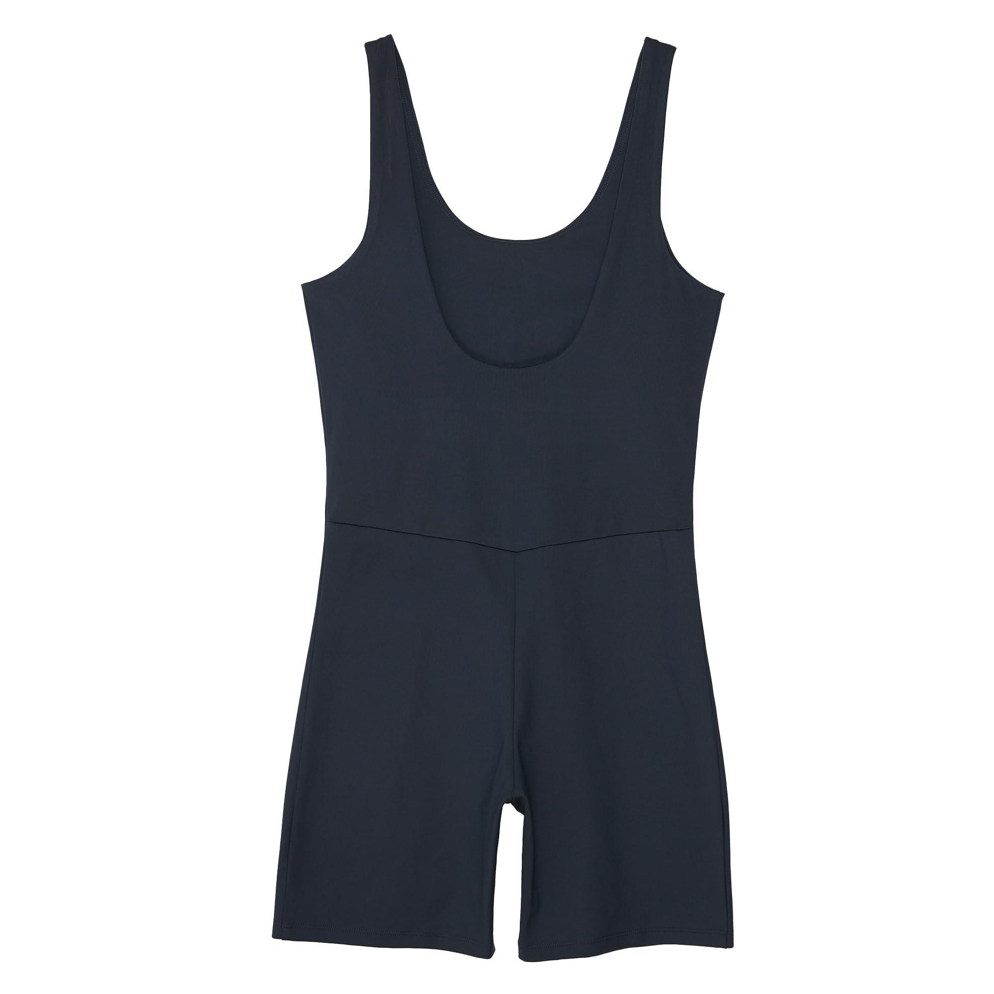 Girlfriend Collective Women's Bike Jumpsuit, Low back Yoga body, Built-in supporting Bra, Short Leggings without sleeves, One-piece Sportswear