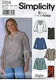 bauernhemd Boho. OOP Simplicity Schnittmuster 5356. Damen Plus Szs 18 W, 20 W, 22 W, 24 W, Boho-/Bauernhemden mit Ärmeln und Besatz Variationen (18 W-24 W)