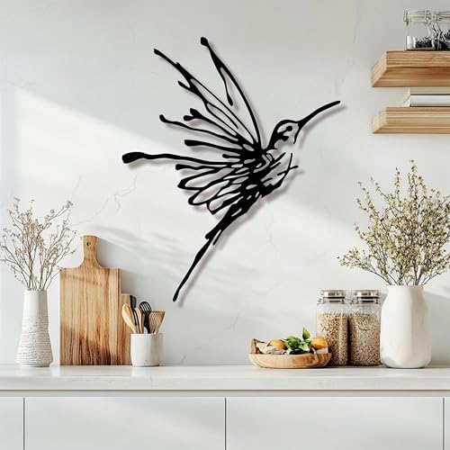 3D Metal Hummingbird Wall Art, Black Outdoor Decor, Waterproof(12.3"x16.5") - Image 2