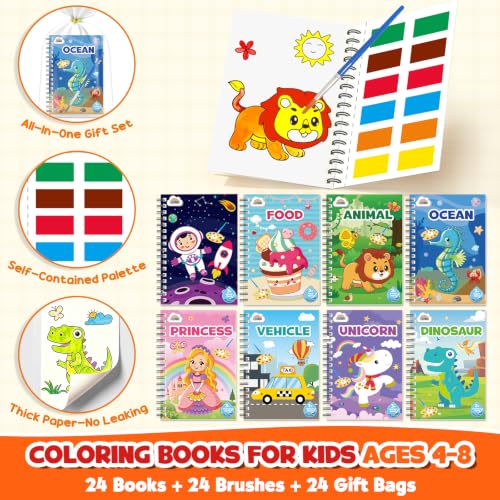 Image of ZMLM 24 Pack Coloring Books - Birthday Party Favors for Kids 4-8 Craft Gift | Small Goodie Bag Stuffers Bulk Mini Paint with Water Kits Classroom Prizes School Activity Return Art Toddler Boy Girl