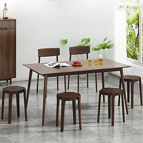 Taburetes de madera apilables pack de 4 sillas de comedor redondas modernas 7