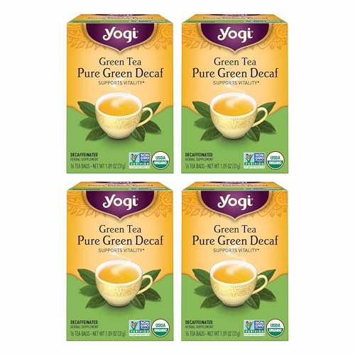 Pure Decaf Green Tea - 16 Bags Per Pack (4 Packs) - Organic & Decaffeinated - Supports Overall Health & Provides Antioxidants