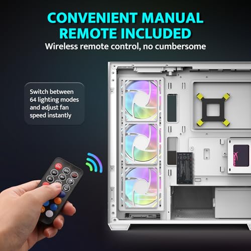 Image of darkFlash 3-Pack 120mm PC Case Fans with Controller Hub & Remote, PWM ARGB Sync, Addressable RGB Cooling Fans for Computer Case & High Airflow(DM12PRO) (White)