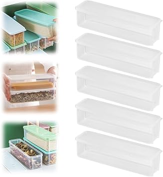 Storage & Crisper Boxes, 2025 New Durable Food Storage Containers, Stackable Refrigerator Organizer for Kitchen, Airtight Food Box with Lids, Fresh-Keeping Container Suitable White, 5pcs