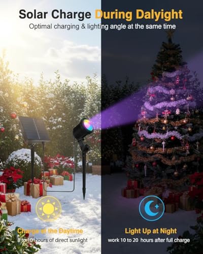 LightSeek Solar Spotlights Outdoor, Color Changing Landscape Lights with App & Remote Control, Outside Spot Light for Yard, Lawn, Flags, House, Garden, Christmas Trees, New Year Decoration, 2 in 1 — view 2