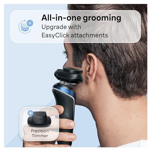 Image of Braun Electric Shaver for Men, Series 6 6120s, Wet & Dry Shave, Turbo & Gentle Shaving Modes, with Precision Trimmer & Pouch, Blue