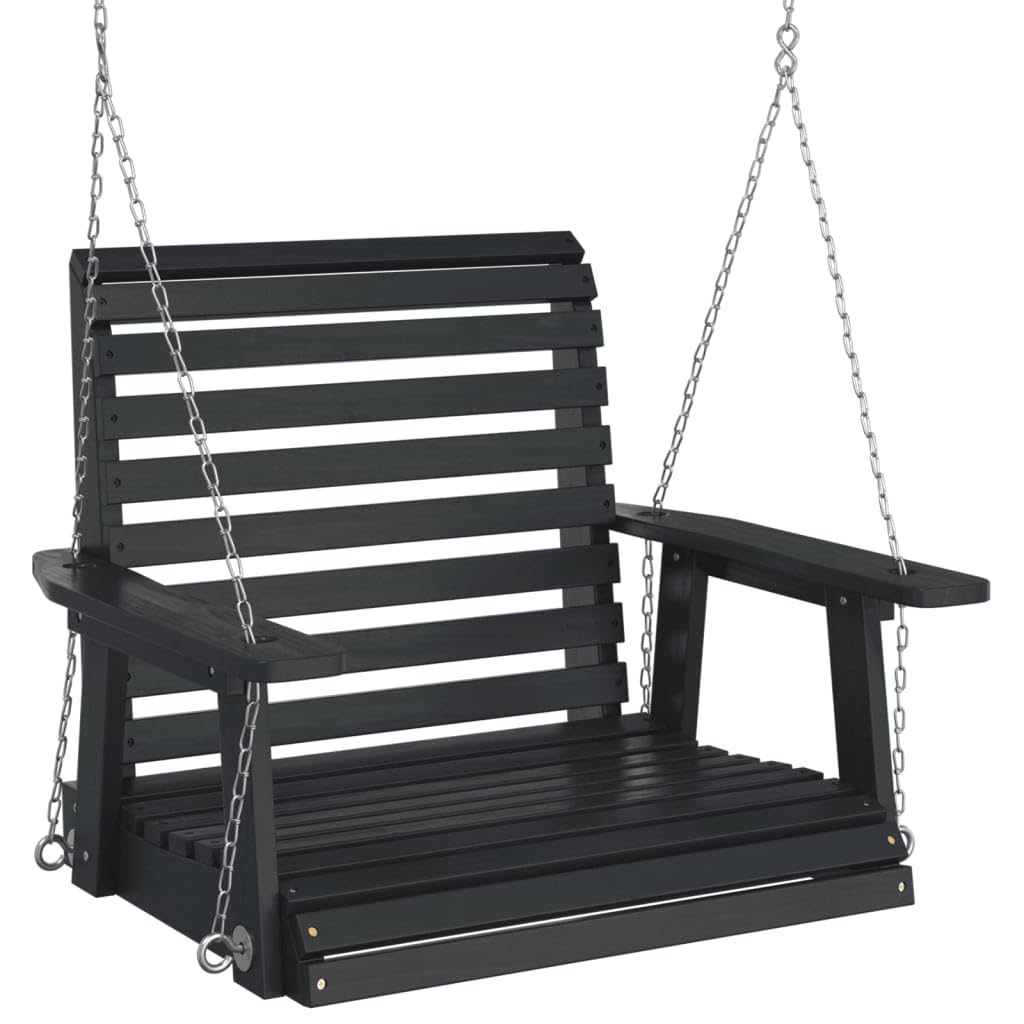 Gecheer Silla Columpio jardín con Cadenas de Metal Madera Abeto Negro,Columpio de Jardín Balancín Patio Terraza Balcón,Columpio de Jardín Balancín Patio Terraza Balcón,TPY-2