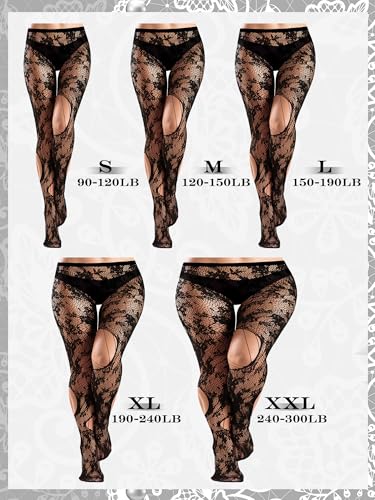 Image of Fourluoo 6 Pairs Women Fishnet Tights Lace Ripped Spider Web Fishnets Leggings Mesh Pantyhose Thigh High Stockings