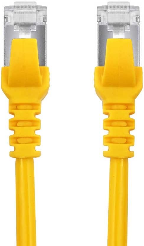 Buhbo 2 ft CAT7 Shielded RJ45 Ethernet Network Snagless Cable 10Gbps 600 MHz (10-Pack) Yellow