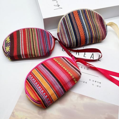 ChangeWallet,Change Holder Change Purse,weave Coin Pouch Coin Purse for Women and Girls,Coin Purse Pouch with Wrist Strap Coin Wallet, Zero Wallet with Zipper for (3 pcs) random colors4