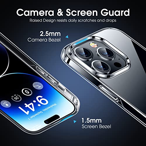 Casekoo For Iphone 14 Pro Case Upgraded Crystal Clear, [Never Yellow] [Exceed Mil-Grade Protection] Protective Shockproof Cover For Women Men Slim Transparent Iphone 14 Pro Phone Case 6.1 Inch, Clear #TOP4
