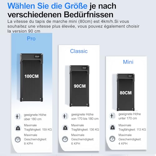 Raceable Lacuffy Walking Pad leise, Laufband für Zuhause Max 136 kg mit LCD-Anzeige und APP, Laufband Schreibtisch mit Training Couses und AI Traininging – Bild 4