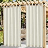 Cortinas Exterior Terraza Impermeable, 2 Piezas Lino Cortina Exterior para el...