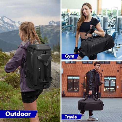 Gym Bag for Men with Shoes Compartment - 40L Duffle Bag for Travel with Wet Pocket & Laptop Compartment,Waterproof Carry On Sports Bags Gym Backpack with Water Bottle Holder by Moulyan - Image 4