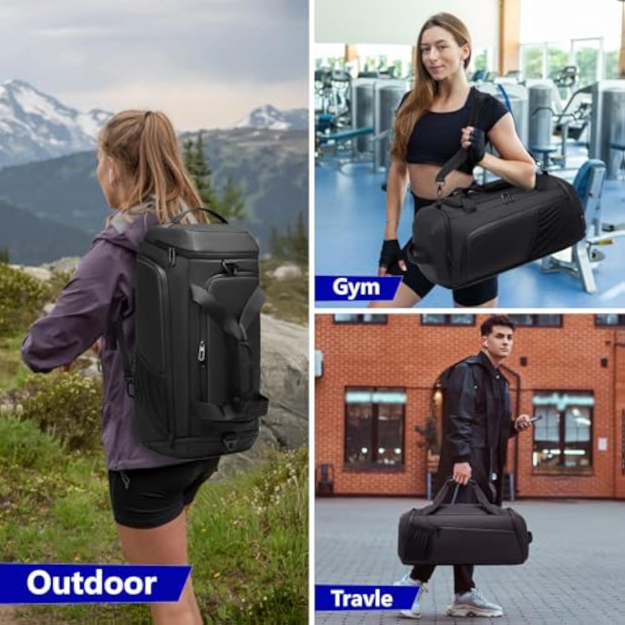 Foldable Travel Duffel Bag with Shoes Compartment
