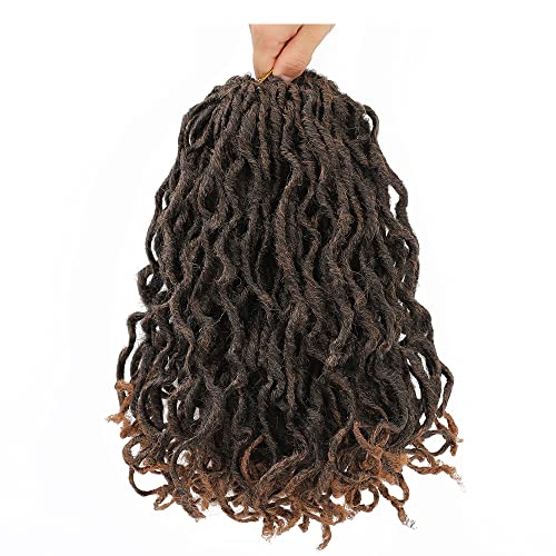 6 Packs Goddess Locs Crochet Hair 12 Inch, Faux Locs Pre-looped Deep Wavy Curly Ends, Curly Crochet Hairs River Locs Hairs(6packs,T30）