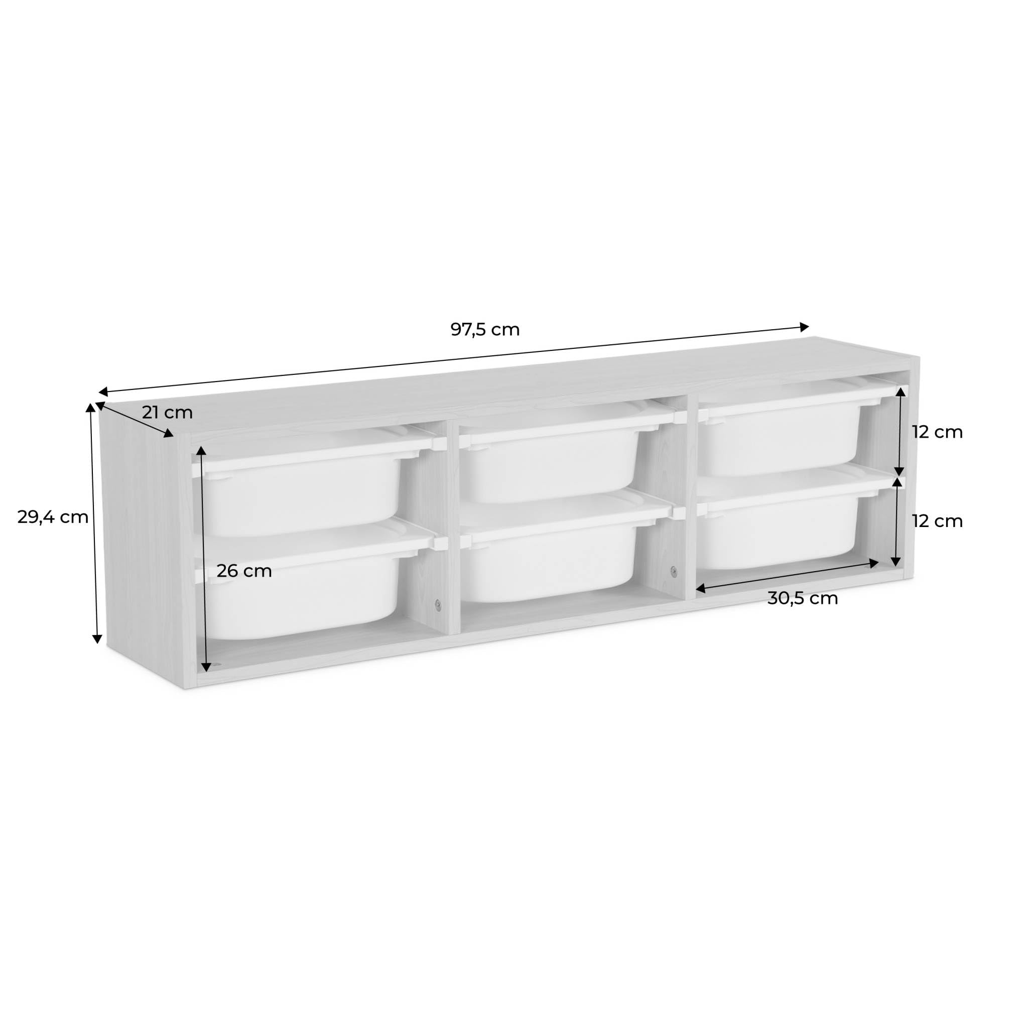 Sweeek Unidad de almacenamiento para niños 6 cubos Sora Natural 97.5x21x29.4 cm