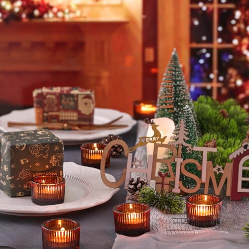 HAVITI 24 pcs Tealight Gold Candle Holders, Votive Tea Light Candle Holder Glass for Gold Centerpieces Wedding Table Decor, Party Supplies, Home Decor - Image 3